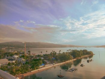 High angle view of city against sky