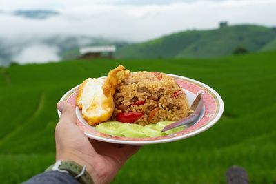 Close-up of hand holding food