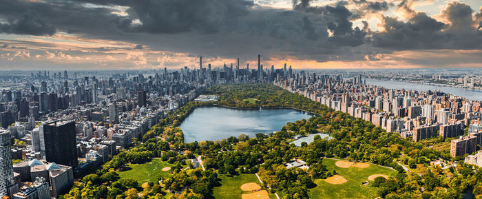 Central park aerial view in manhattan, new york.