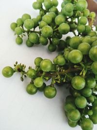 High angle view of grapes on table