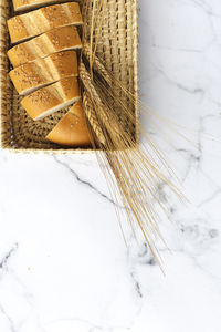 High angle view of ice cream on table