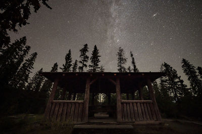 Low angle view of old building against sky at night