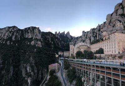 Panoramic view of train station over mountain