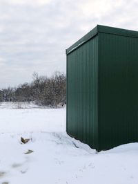 Snow covered field against sky