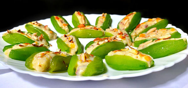 Close-up of fruits in plate