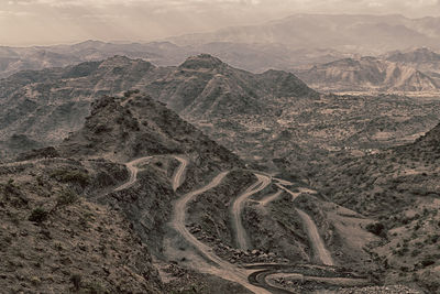 High angle view of mountain road