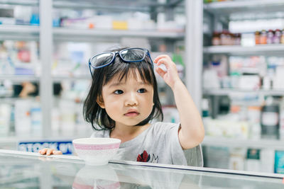 Cute girl at table