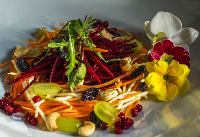 Close-up of fruits salad in plate