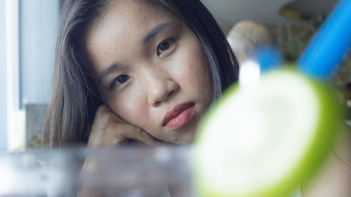 Close-up portrait of cute girl