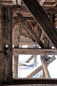 Low angle view of railway bridge against sky