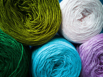 Full frame shot of colorful ball of wool