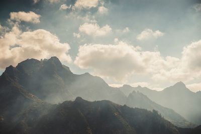 Panoramic shot of mountain range against sky