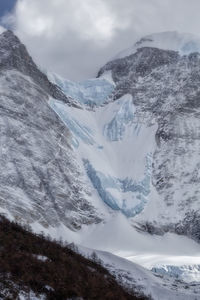 Scenic view of snow covered mountains against sky