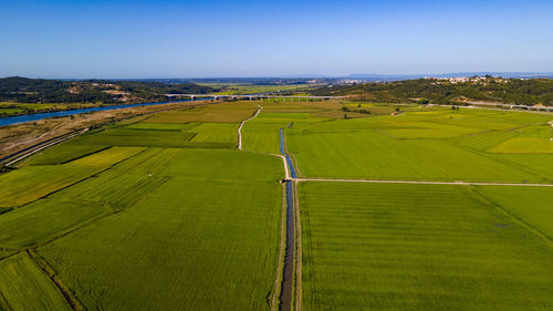 High angle view of cityscape against sky