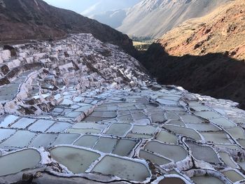 High angle view of snowcapped mountain