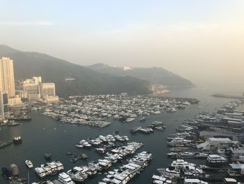 High angle view of townscape against sky