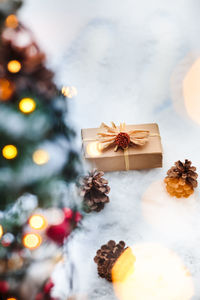 High angle view of christmas decoration