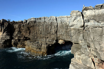 Rock formations in a seaside cliff. cliff and rock formation in portugal.