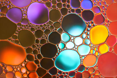 Full frame shot of multi colored bubbles