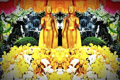 Multi colored flowers on wall