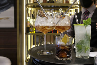 Freshly made cocktails at a cocktail bar in valencia, spain