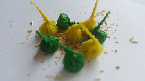 High angle view of fresh vegetables on table
