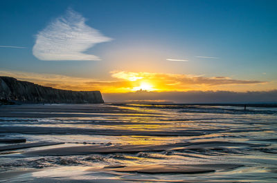 Scenic view of sea during sunset