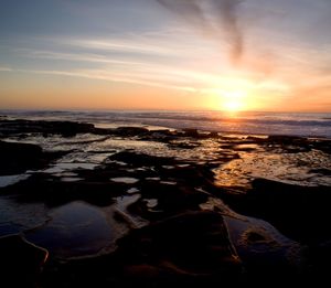 Scenic view of sunset over sea