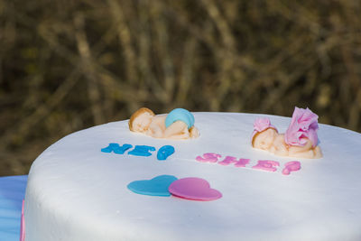 Close-up of heart shape cake