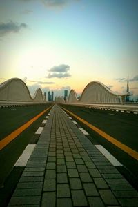 Empty road at sunset