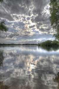 Scenic view of lake against sky