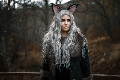 Portrait of woman in park