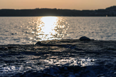 Surface level of water on beach