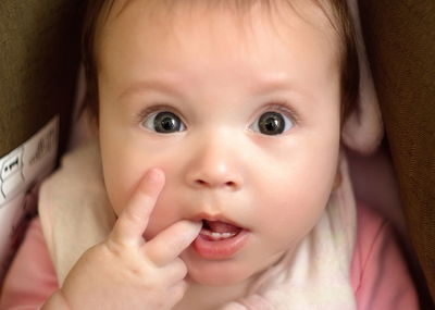 Close-up portrait of cute baby