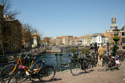 Bicycles parked in canal