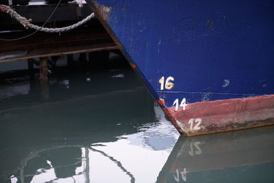 Close-up of boat in water