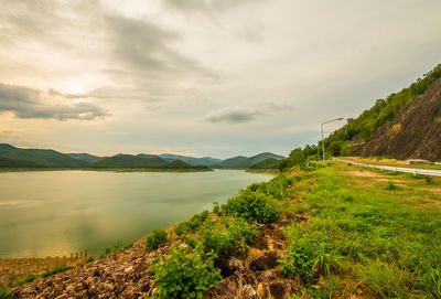 Scenic view of lake against sky