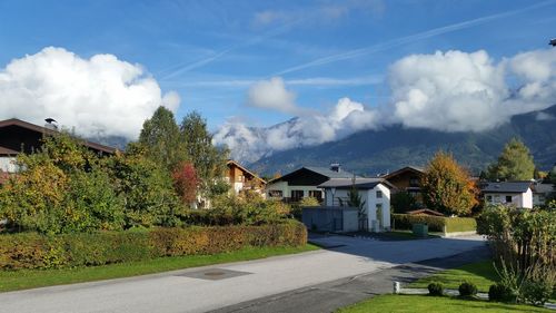 Scenic view of mountains against cloudy sky