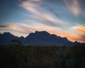 Scenic view of mountains against sky during sunset in big bend national park - texas