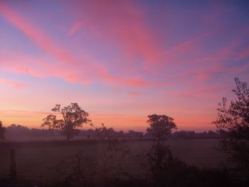 Scenic view of landscape against sky at sunset