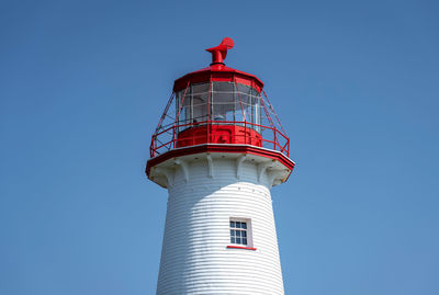 Low angle view of lighthouse against clear sky