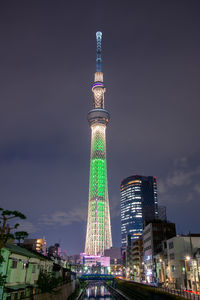 Illuminated city at night