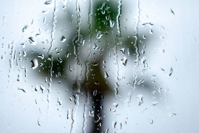 Full frame shot of wet glass window