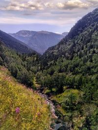 Scenic view of mountains against sky