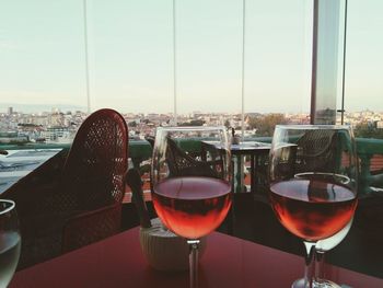 Close-up of beer in glass on table