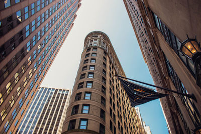 Low angle view of buildings against clear sky