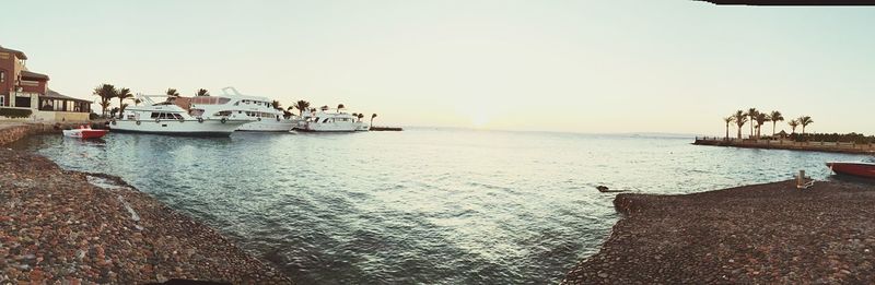 Scenic view of sea against clear sky