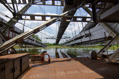 Low angle view of abandoned bridge