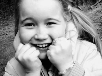 Portrait of cute girl eating food