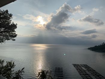 Scenic view of sea against sky at sunset